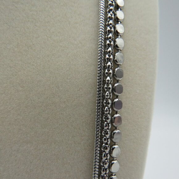 WHBM Silver Tone Multi Strand Y Necklace Tassel Pendant Adjustable Women Jewelry - Picture 6 of 10